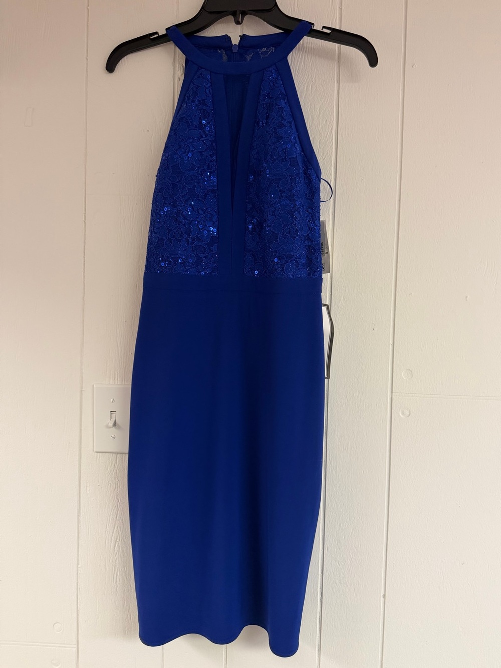 Nightway Halter Royal Blue Sequin Dress- Size 4 NWT